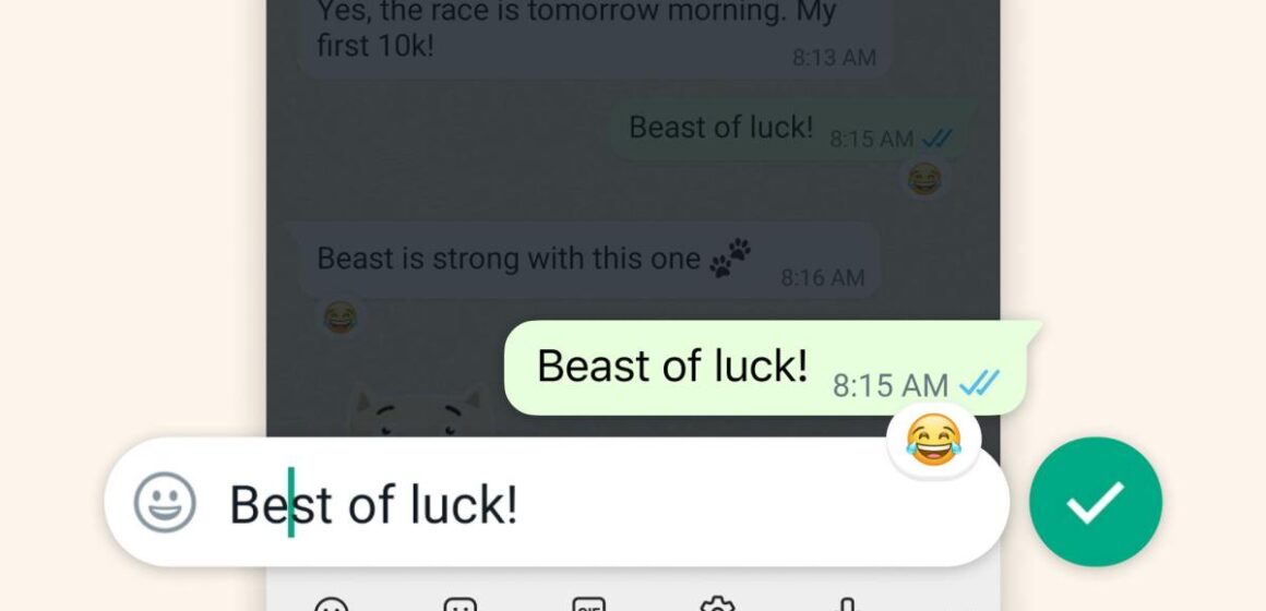 WhatsApp now lets you edit messages with a 15-minute time limit