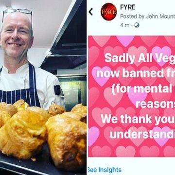 Perth Fyre chef John Mountain bans vegans after customer complaint

