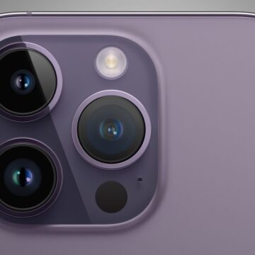 The iPhone 14 Pro on a grey background